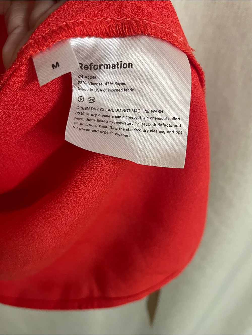 NWT Reformation Orange-Red One Shoulder Asymmetrical Slip Dress Medium - Picture 3 of 6
